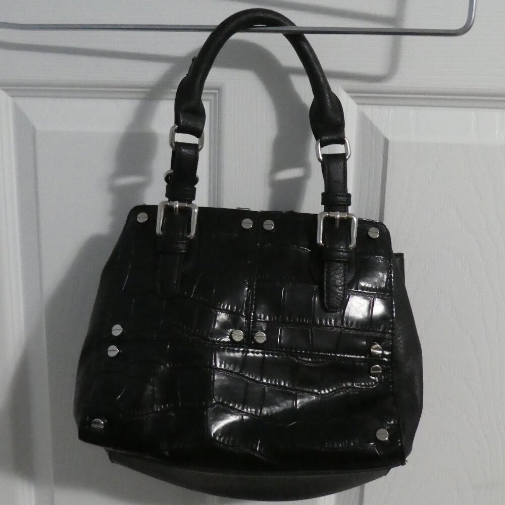 PINK STIX ACCESSORIES | Small Black Embossed Handbag